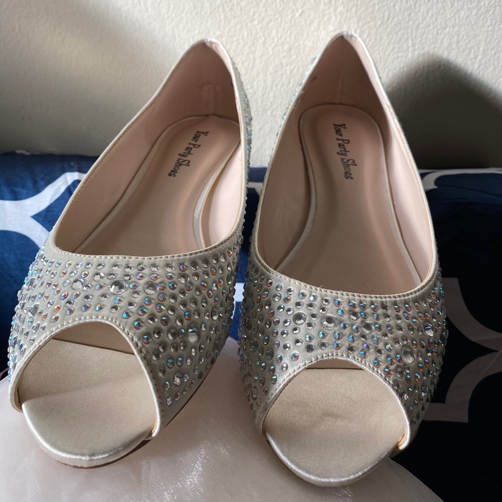 Open Toe White Wedding Shoe